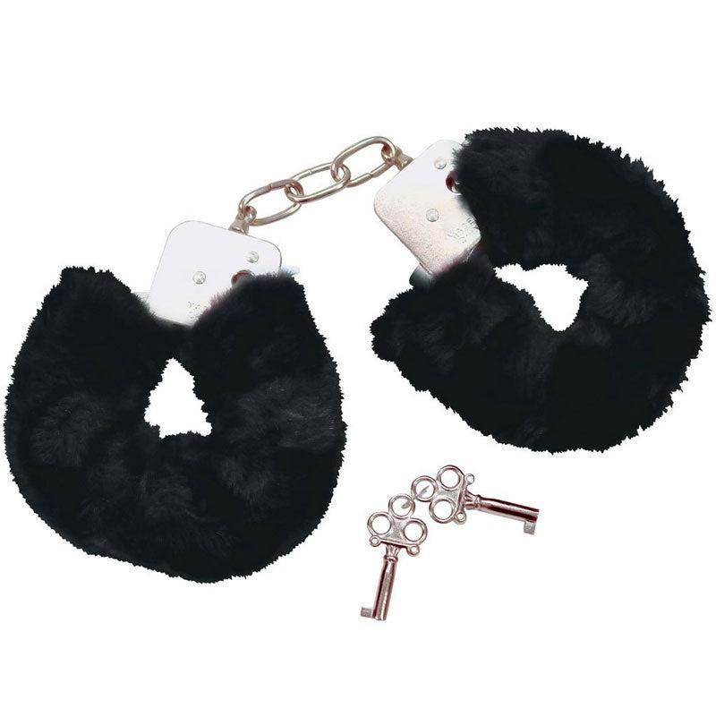 Bad Kitty Black Plush Handcuffs-Katys Boutique