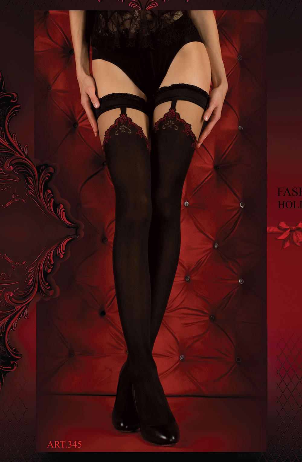 Ballerina 345 Hold Ups Nero (Black) / Red-Katys Boutique