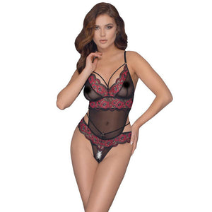 Cottelli Crotchless Body With Lace-Katys Boutique