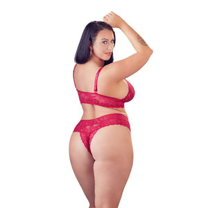 Cottelli Plus Size Red Lace Bra And Briefs-Katys Boutique