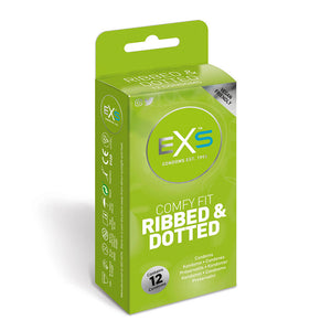 EXS Comfy Fit Ribbed and Dotted Condoms 12 Pack-Katys Boutique