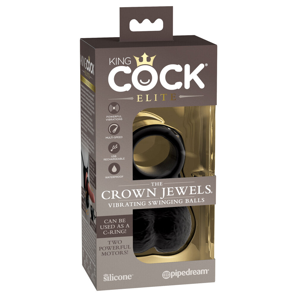 King Cock The Crown Jewels Weighted Swinging Vibrating Balls-Katys Boutique