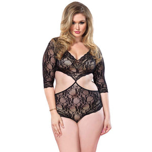 Leg Avenue Cut Out Floral Lace Teddy UK 16 to 18-Katys Boutique