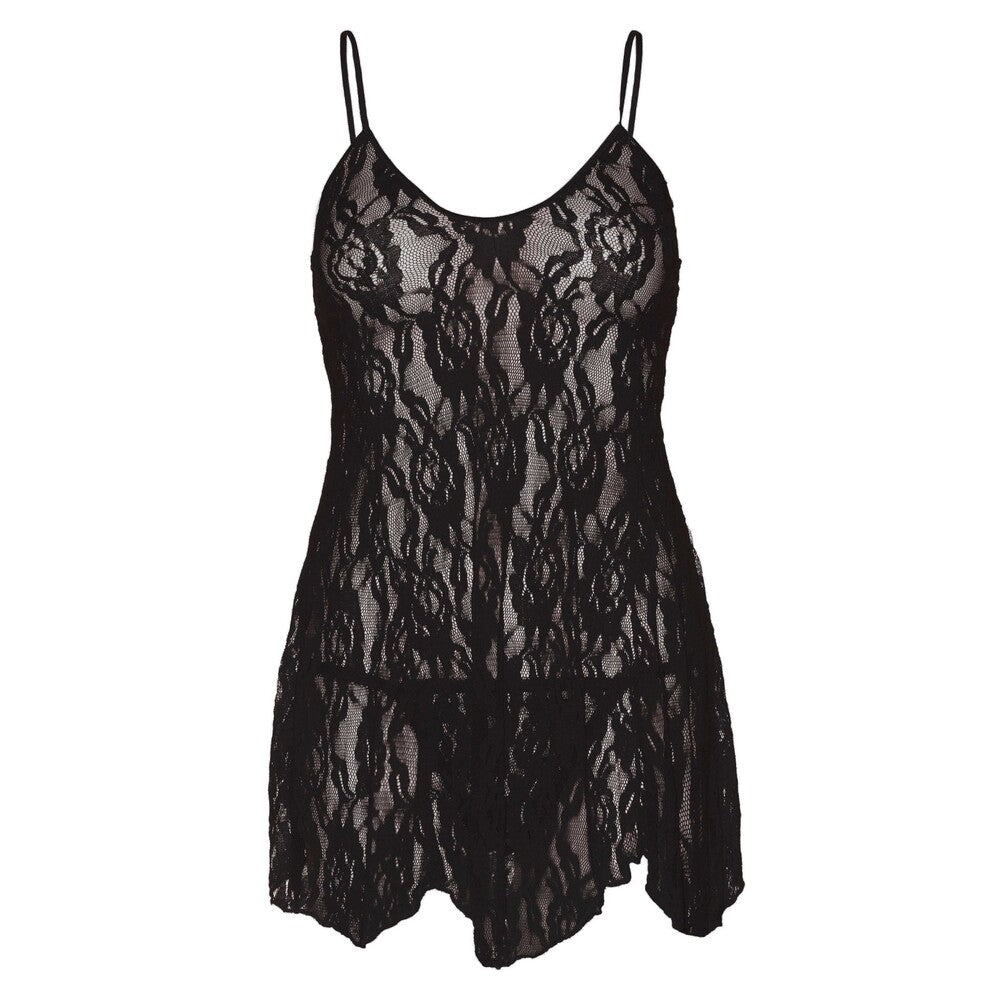 Leg Avenue Rose Lace Flair Chemise Black UK 14 to 18-Katys Boutique