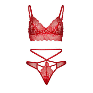 Leg Avenue Sweetheart Lace Bralette Set Red-Katys Boutique