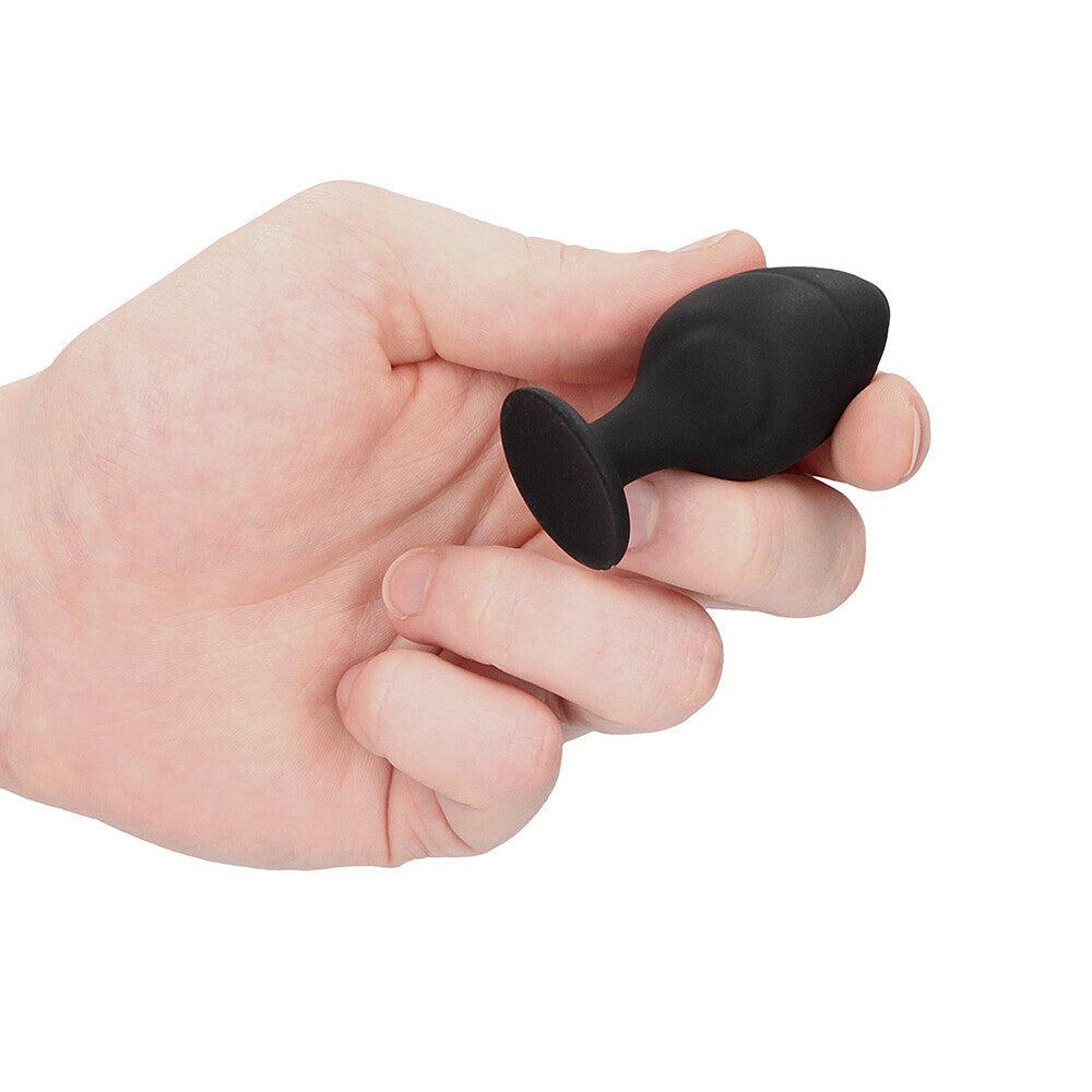 Ouch Silicone Swirled Butt Plug Set Black-Katys Boutique