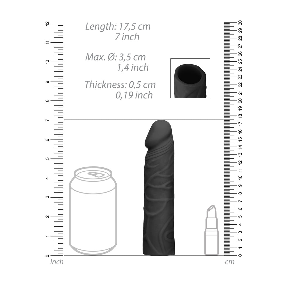 RealRock 7 Inch Penis Sleeve Black-Katys Boutique