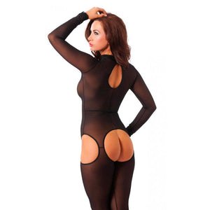 Sensual Black Open Crotch Catsuit-Katys Boutique