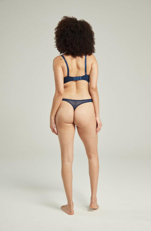 The Sheer Deco Barely There Thong Navy-Katys Boutique