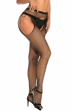 Yesx Yx850 Sparkly Fishnet Black Tights-Katys Boutique