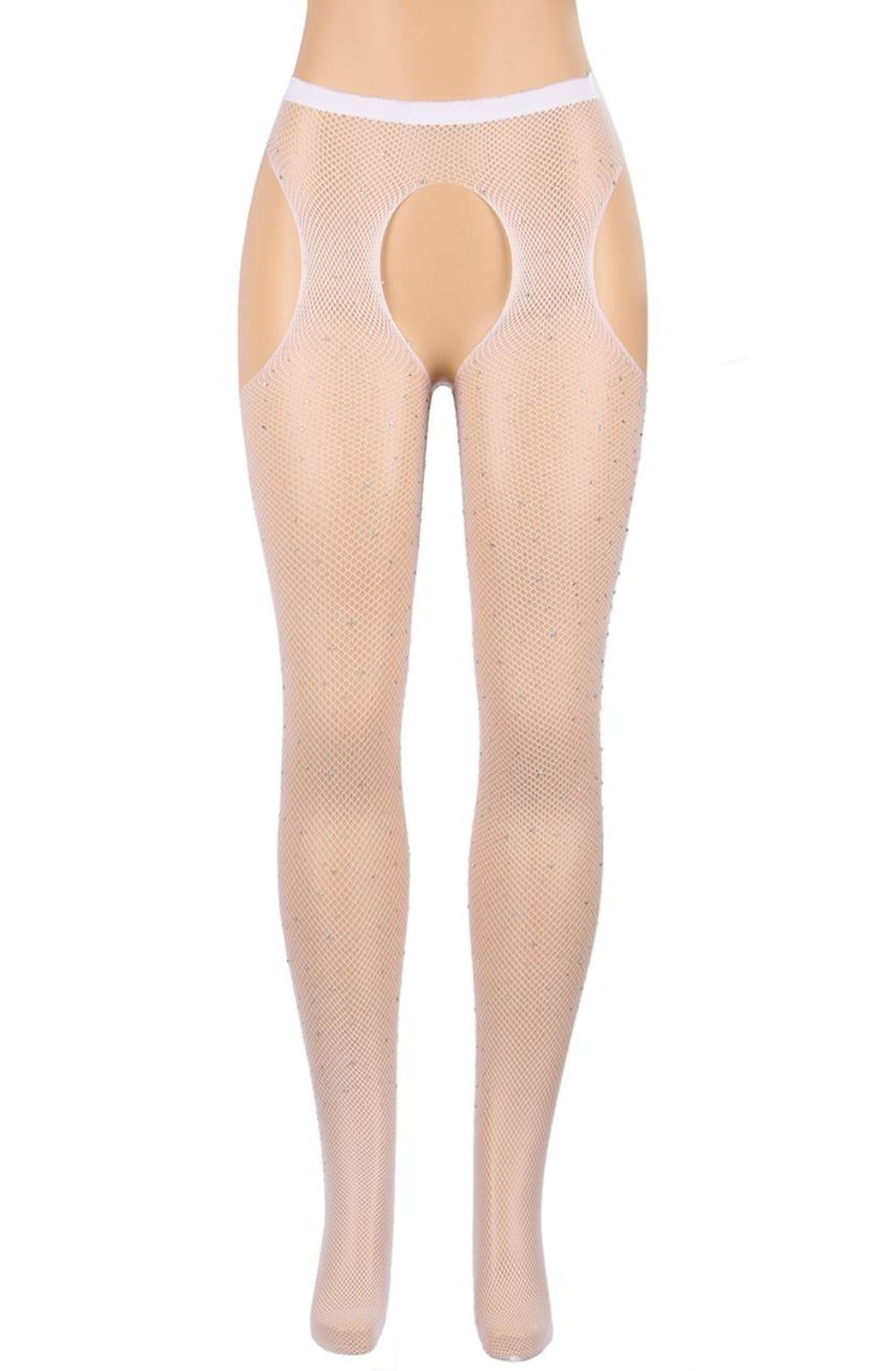 Yesx Yx851 Sparkly Fishnet White Tights-Katys Boutique