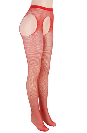 Yesx Yx852 Sparkly Fishnet Red Tights-Katys Boutique