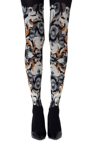 Zohara "Earth Goddess" Grey Orange Print Tights-Katys Boutique