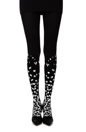 Zohara "Queen Of Hearts" Black Print Tights-Katys Boutique