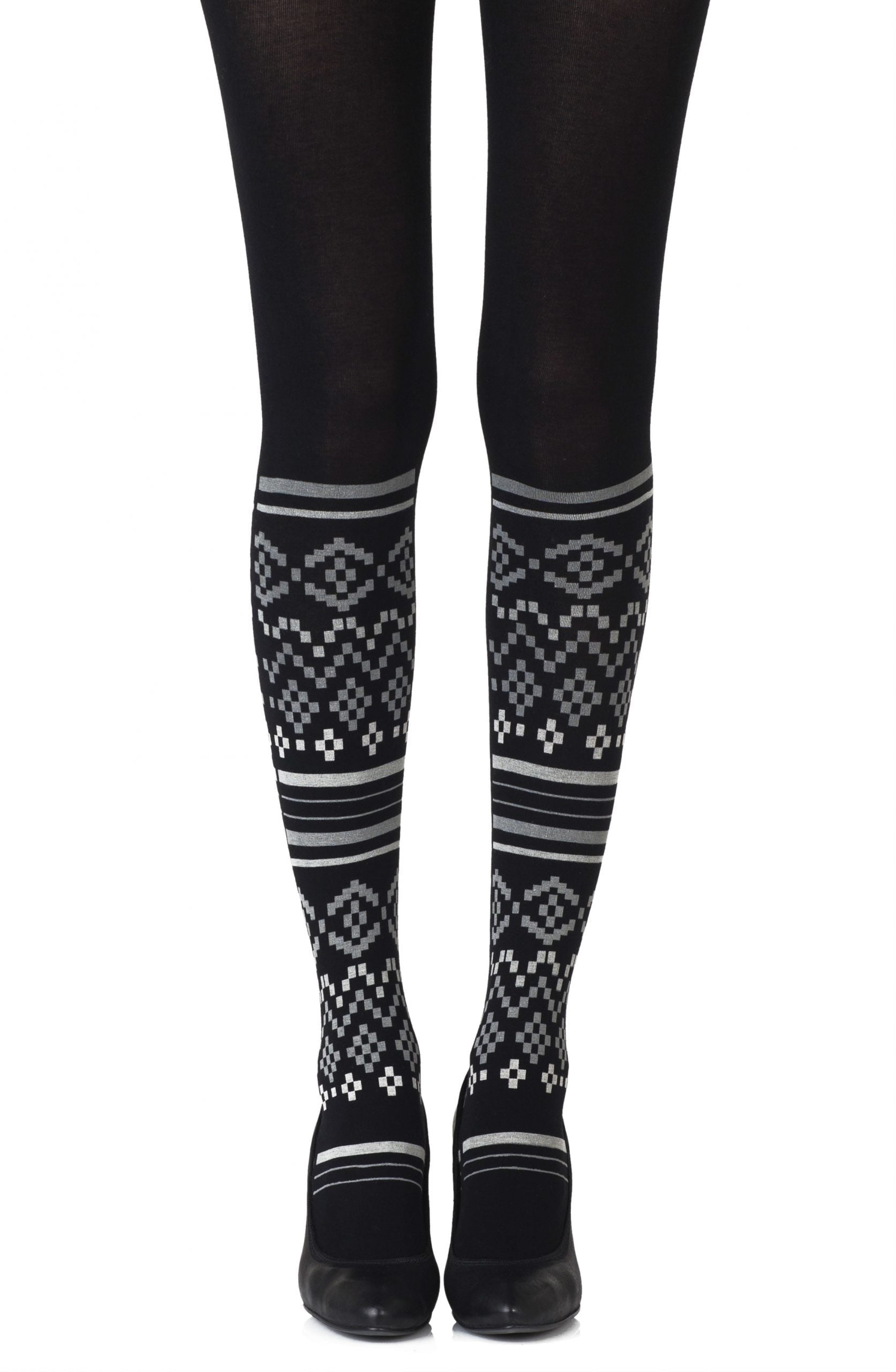 Zohara "Too Cool" Light Grey Print Tights-Katys Boutique